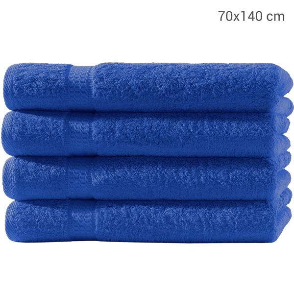 4er-Set Duschtücher - 70x140 cm aus 100% luxuriöser Baumwolle - Kuschelweich, saugstark & schnelltrocknend - Mit 2 Bordüren, royal, maschinenwaschbar