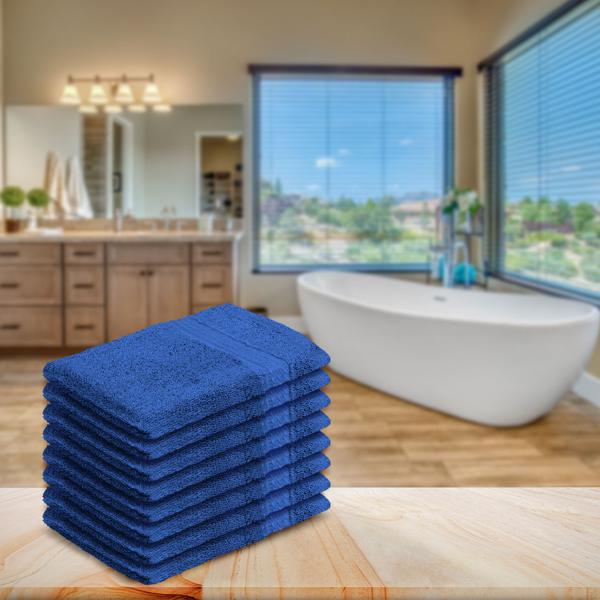 8er-Set Waschhandschuhe 100% Baumwolle Frottee - Saugstark, strapazierfähig & schnelltrocknend - 21x16 cm, 500 g/m² - Waschbar 60°C, royal