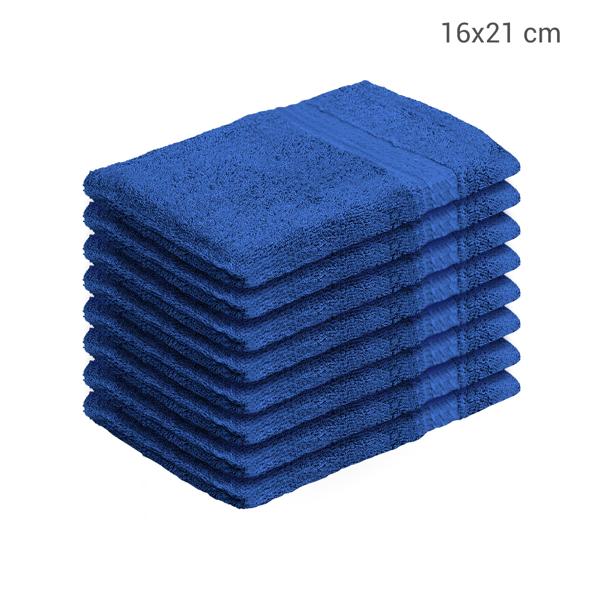 8er-Set Waschhandschuhe 100% Baumwolle Frottee - Saugstark, strapazierfähig & schnelltrocknend - 21x16 cm, 500 g/m² - Waschbar 60°C, royal