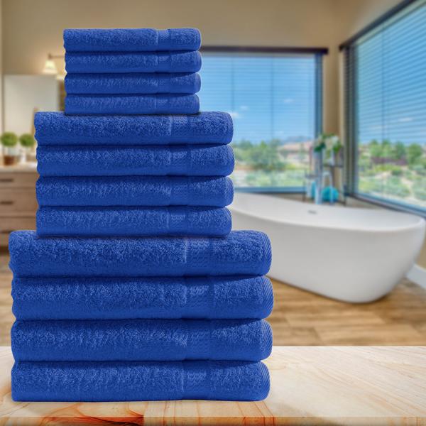Handtuchset 12-teilig royal - 4x Gäste-, 4x Hand-, 4x Duschtücher - 100% Baumwolle 500g/m² - Saugstark, weich, hautfreundlich, maschinenwaschbar