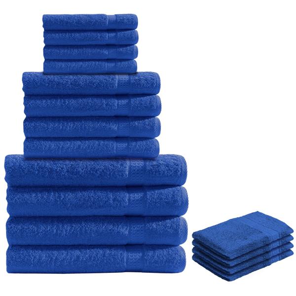 16-tlg. Handtuch-Set Frottee, royal - 4x Gäste-, Hand-, Dusch- & Waschlappen - 100% Baumwolle, 500 g/m² - Saugstark & Pflegeleicht