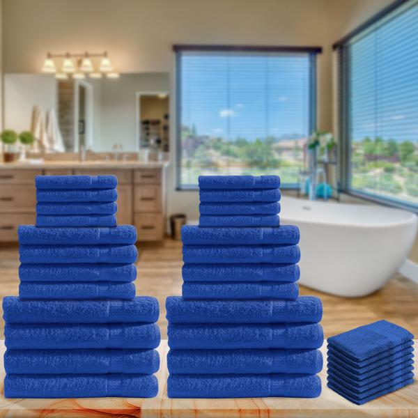 32-teiliges Handtuch-Set Frottee, je 8 Gäste-, Hand-, Duschtücher und Waschlappen, royal