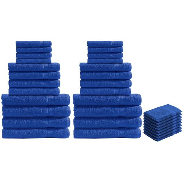 32-teiliges Handtuch-Set Frottee, je 8 Gäste-, Hand-, Duschtücher und Waschlappen, royal