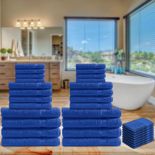 32-teiliges Frottee Handtuch-Set royal - Saugstark & strapazierfähig für Bad, Gäste- & Waschlappen (8 je) - 100% Baumwolle, 500 g/m², waschbar