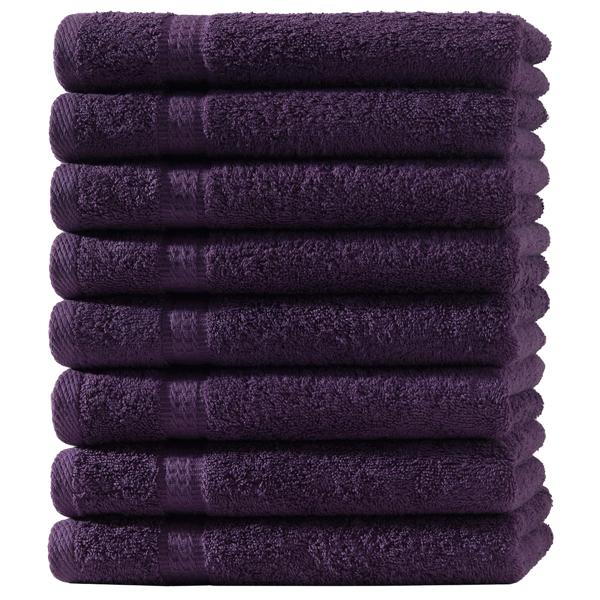 8er-Set Gästetücher 30x50 cm - 100% luxuriöse Baumwolle - kuschelweich, saugstark, schnell trocknend - 2 Bordüren, aubergine, 500 g/m² - maschinenwaschbar