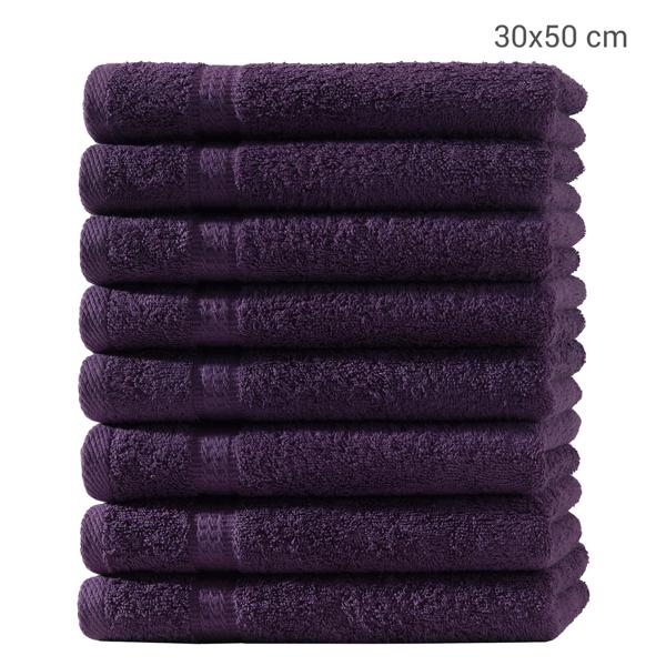 8er-Set Gästetücher 30x50 cm - 100% luxuriöse Baumwolle - kuschelweich, saugstark, schnell trocknend - 2 Bordüren, aubergine, 500 g/m² - maschinenwaschbar