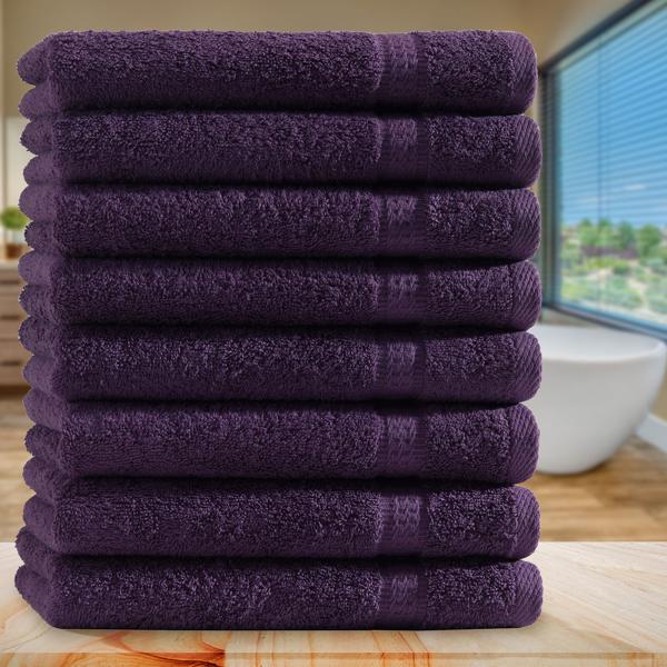 8er-Set Gästetücher 30x50 cm - 100% luxuriöse Baumwolle - kuschelweich, saugstark, schnell trocknend - 2 Bordüren, aubergine, 500 g/m² - maschinenwaschbar