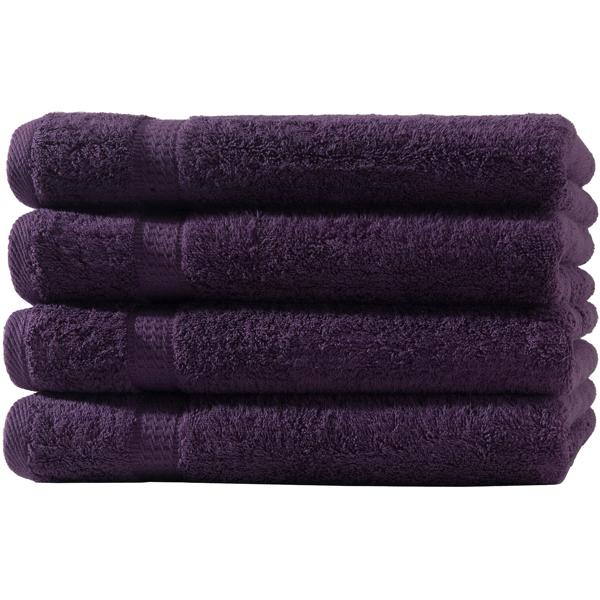 4er-Set Handtücher - 50x100cm aubergine - 100% luxuriöse Baumwolle, hautfreundlich, saugstark, schnell trocknend - Mit 2 Bordüren, maschinenwaschbar bis 60°
