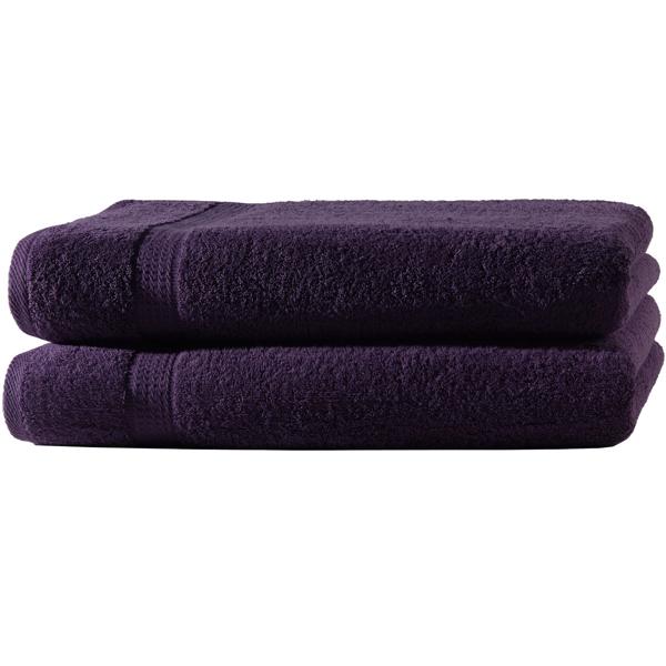 2er-Set Duschtücher - 100% luxuriöse Baumwolle, 70x140 cm, kuschelweich & saugstark, aubergine - hautfreundlich, schnell trocknend, mit 2 Bordüren