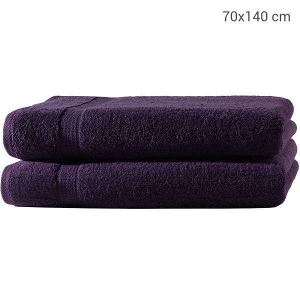 2er-Set Duschtücher - 100% luxuriöse Baumwolle, 70x140 cm, kuschelweich & saugstark, aubergine - hautfreundlich, schnell trocknend, mit 2 Bordüren