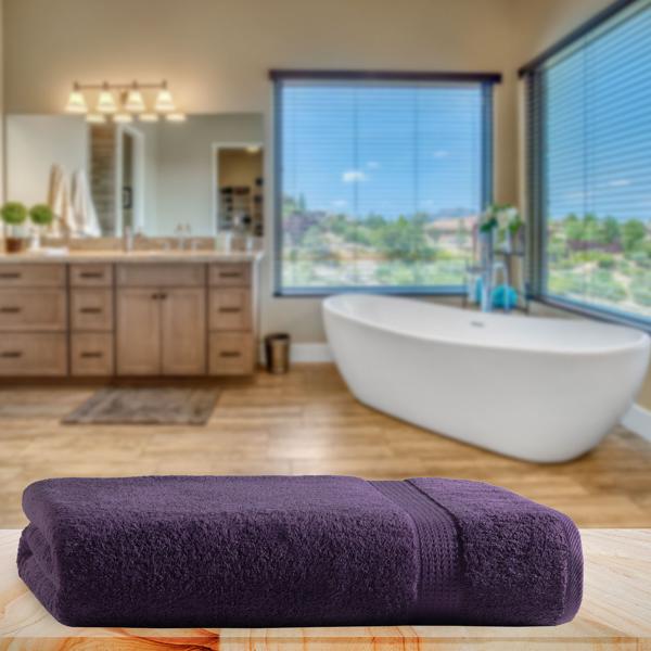 Badetuch 100x150 cm - 100% luxuriöse Baumwolle, aubergine - kuschelweich, saugstark, schnell trocknend - maschinenwaschbar bis 60°C, trocknergeeignet