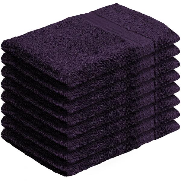 8er-Set Waschhandschuhe Frottee - 100% Baumwolle, flauschig weich & saugstark - Mit Schlaufe, 60°C waschbar - Aubergine, 21x16cm, 500g/m²