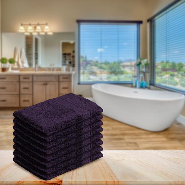 8er-Set Waschhandschuhe Frottee - 100% Baumwolle, flauschig weich & saugstark - Mit Schlaufe, 60°C waschbar - Aubergine, 21x16cm, 500g/m²
