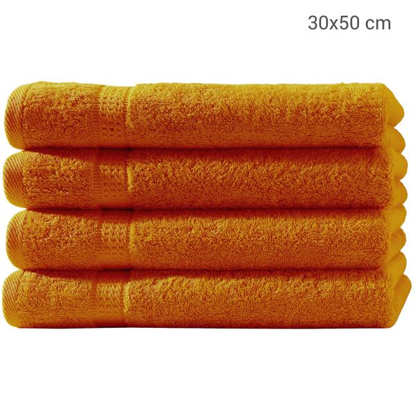 4er-Set Gästetücher - Luxuriöse 100% Baumwolle, 30x50 cm, Terra - Saugstark, kuschelweich & schnelltrocknend mit Bordüren