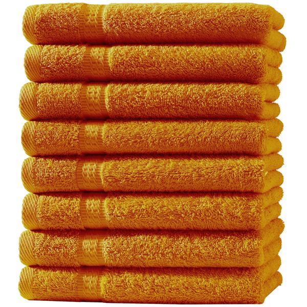 8er-Set Gästetücher - luxuriöse 100% Baumwolle, 30x50 cm, 500 g/m² - weich, saugstark, schnelltrocknend - 2 Bordüren, terra - für Bad, Gästezimmer