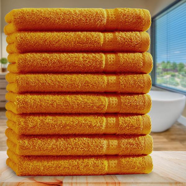 8er-Set Gästetücher - luxuriöse 100% Baumwolle, 30x50 cm, 500 g/m² - weich, saugstark, schnelltrocknend - 2 Bordüren, terra - für Bad, Gästezimmer