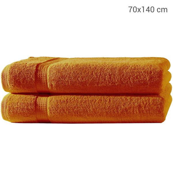 2er-Set Duschtücher - 70x140 cm - 100% luxuriöse Baumwolle - Terra - Kuschelweich, saugstark, schnelltrocknend - Elegante Bordüren - Pflegeleicht
