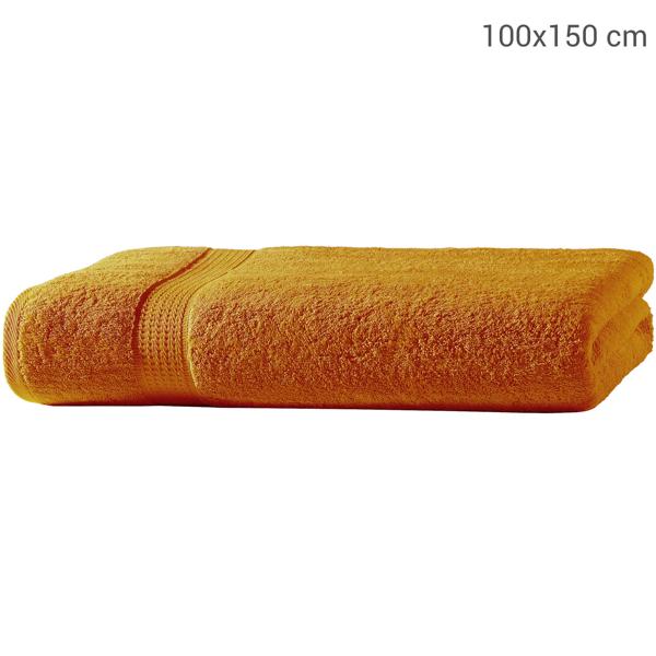 Luxuriöses Badetuch 100x150 cm - 100% Baumwolle - kuschelweich, saugstark & schnelltrocknend - Elegantes Design mit 2 Bordüren in Terra