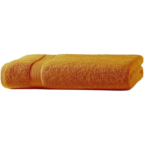 Luxuriöses Badetuch 100x150 cm - 100% Baumwolle - kuschelweich, saugstark & schnelltrocknend - Elegantes Design mit 2 Bordüren in Terra