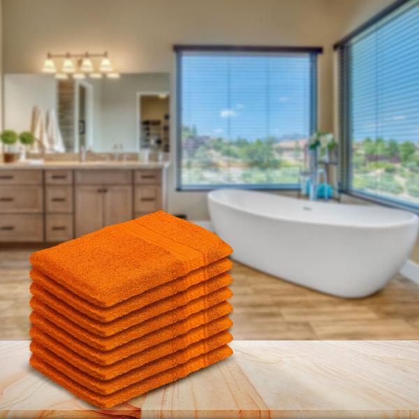 8er-Set Waschhandschuhe Frottee - 100% Baumwolle, flauschig & saugstark, 21x16cm, 500g/m² - Mit Schlaufe, terra, waschbar 60°C