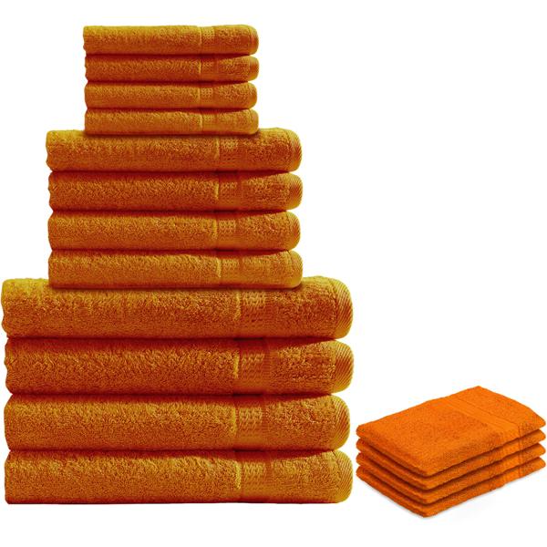 16tlg. Handtuchset - 4x Gäste-, 4x Hand-, 4x Badehandtücher, 4x Waschlappen - 100% Baumwolle (500g/m²) - kuschelweich, saugstark, schnelltrocknend - terra