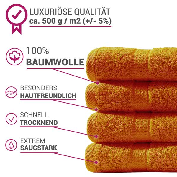 Handtuchset 16-teilig - Luxuriöse 100% Baumwolle (500g/m²) terra - 4x Gäste-, Hand-, Dusch-, Waschlappen - Saugstark, kuschelweich, maschinenwaschbar