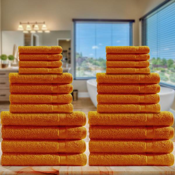 24-teiliges Handtuchset - 8 Gäste-, 8 Hand-, 8 Duschtücher - 100% Baumwolle luxuriöse Qualität, kuschelweich, saugstark, schnelltrocknend - Farbe: terra