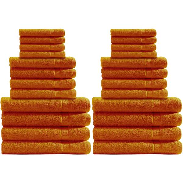 24-teiliges Handtuchset - 8 Gäste-, 8 Hand-, 8 Duschtücher - 100% Baumwolle luxuriöse Qualität, kuschelweich, saugstark, schnelltrocknend - Farbe: terra