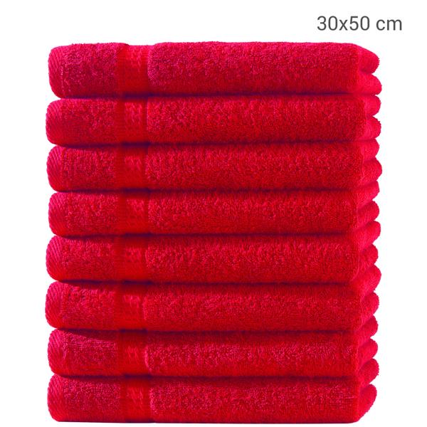 8er-Set Gästetücher Rot 30x50 cm - 100% luxuriöse Baumwolle, kuschelweich & saugstark - OEKO-TEX Standard 100 - Für Bade- & Gästezimmer