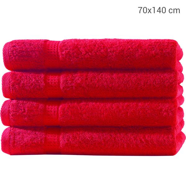 4er-Set Duschtücher Rot – 100% luxuriöse Baumwolle, 70x140 cm, kuschelweich & saugstark – OEKO-TEX Standard 100 zertifiziert, 500 g/m²