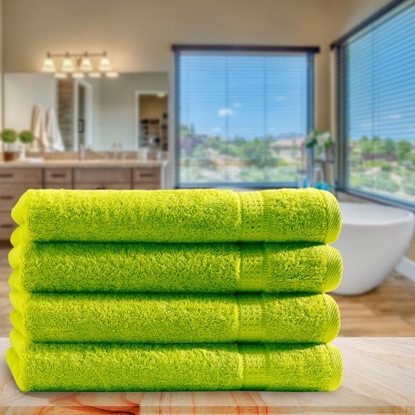 4er-Set Gästetücher - 100% luxuriöse Baumwolle, apfelgrün - Kuschelweich, saugstark, schnell trocknend, mit 2 Bordüren, 30x50 cm, OEKO-TEX