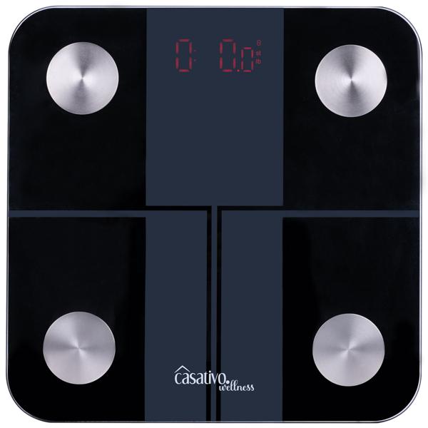 Digitale 14in1 Körperanalysewaage aus Glas, Bluetooth & App, max. 180 kg, Personenwaage mit grossem LED Display, Apple Health und Google Fit geeignet