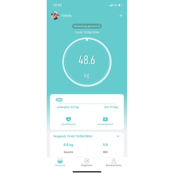 Digitale 14in1 Körperanalysewaage aus Glas, Bluetooth & App, max. 180 kg, Personenwaage mit grossem LED Display, Apple Health und Google Fit geeignet