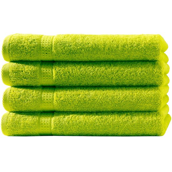 4er-Set Badetücher apfelgrün - 100x150 cm luxuriöse 100% Baumwolle - Kuschelweich, saugstark, schnelltrocknend mit 2 Bordüren OEKO-TEX Standard 100