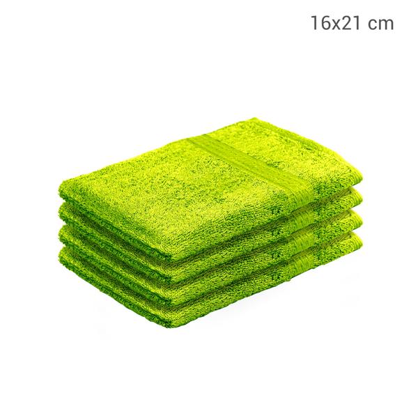 4er-Set Waschhandschuhe apfelgrün - 100% Baumwolle 500 g/m² - flauschig & saugstark, mit Schlaufe - OEKO-TEX Standard 100 - 60°C waschbar & trocknergeeignet