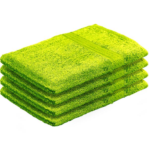 4er-Set Waschhandschuhe apfelgrün - 100% Baumwolle 500 g/m² - flauschig & saugstark, mit Schlaufe - OEKO-TEX Standard 100 - 60°C waschbar & trocknergeeignet