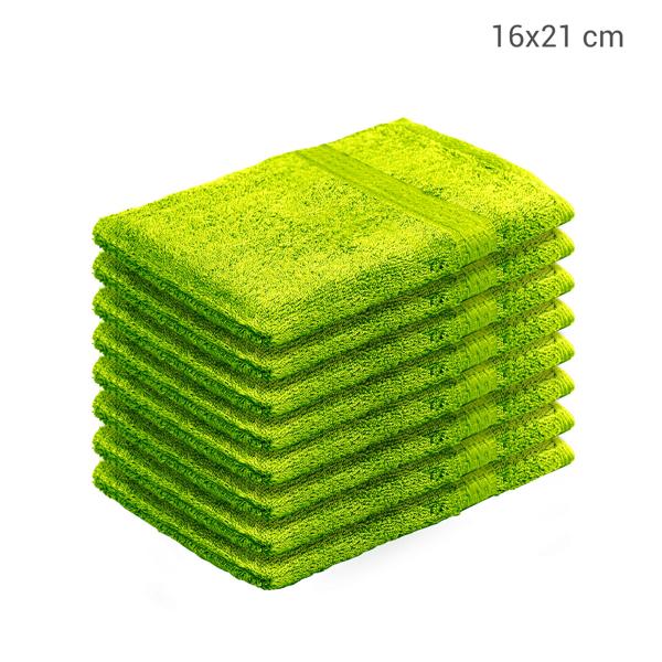 8er-Set Waschhandschuhe aus 100% Baumwolle apfelgrün - Flauschig weich, sehr saugstark & strapazierfähig - 500g/m2 Frottee Waschlappen mit Schlaufe