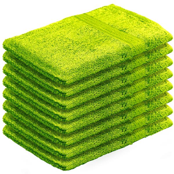 8er-Set Waschhandschuhe aus 100% Baumwolle apfelgrün - Flauschig weich, sehr saugstark & strapazierfähig - 500g/m2 Frottee Waschlappen mit Schlaufe