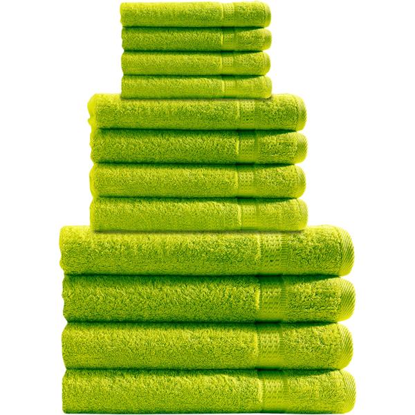 Handtuchset 12-teilig - 4x Gäste-, 4x Hand-, 4x Duschtücher - 100% Baumwolle apfelgrün - OEKO-TEX Standard 100 - weich, saugstark, schnell trocknend