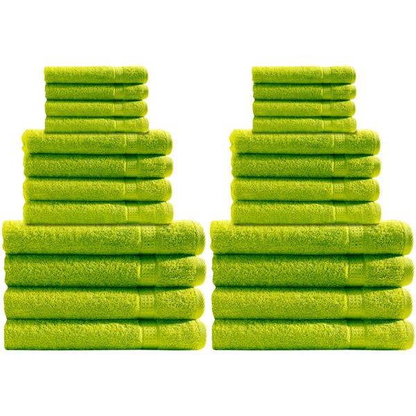 Handtuchset 24-teilig - 8x Gäste-, 8x Hand-, 8x Duschtücher - 100% Baumwolle apfelgrün - OEKO-TEX, kuschelweich & saugstark
