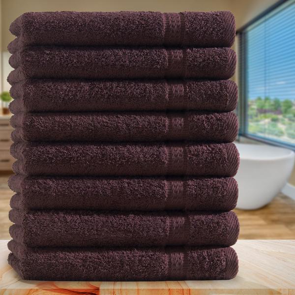 8er-Set Gästetücher 30x50 cm - 100% luxuriöse Baumwolle, 500 g/m², braun, 2 Bordüren - Kuschelweich, saugstark, OEKO-TEX Standard 100