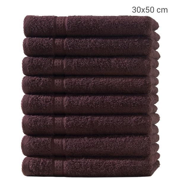 8er-Set Gästetücher 30x50 cm - 100% luxuriöse Baumwolle, 500 g/m², braun, 2 Bordüren - Kuschelweich, saugstark, OEKO-TEX Standard 100