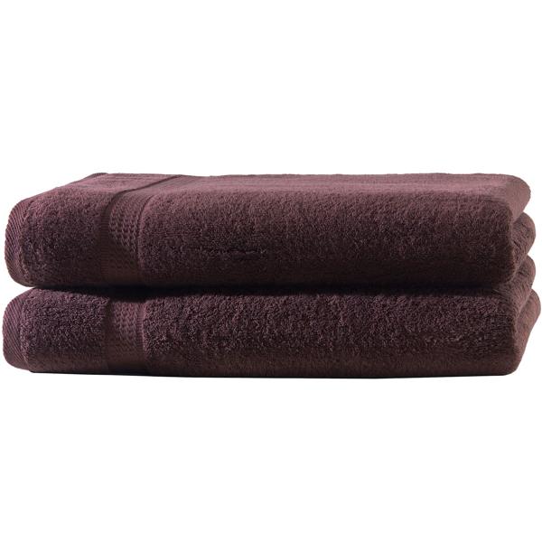 2er-Set Duschtücher Braun - 100% luxuriöse Baumwolle, 70x140 cm, 2 Bordüren - Kuschelweich, saugstark, OEKO-TEX Standard 100