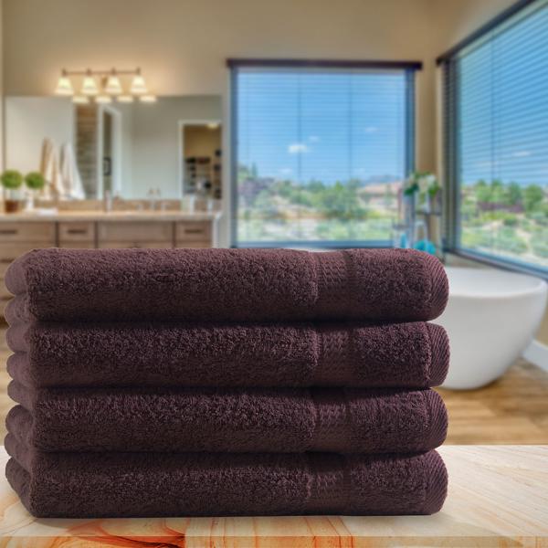 4er-Set Duschtücher Braun – 100% luxuriöse Baumwolle, 70x140 cm, 500 g/m² – Kuschelweich, saugstark, schnelltrocknend, OEKO-TEX, 2 Bordüren