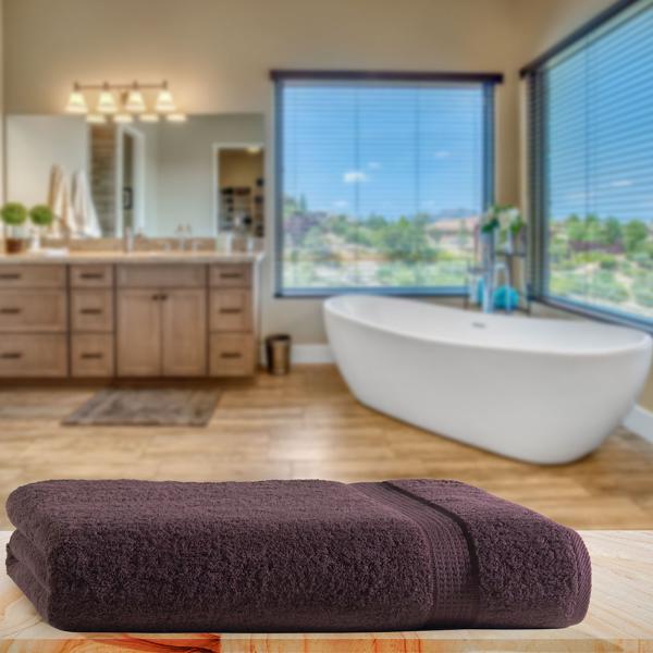 Badetuch 100x150cm - luxuriöse, saugstarke 100% Baumwolle mit 2 Bordüren - kuschelweich, hautfreundlich, OEKO-TEX 100, braun