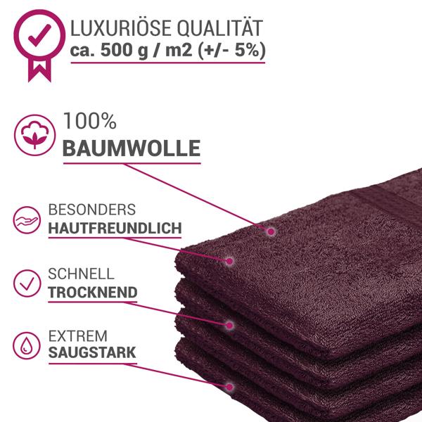 4er-Set Waschhandschuhe aus 100% Baumwolle Frottee - Saugstark, weich & strapazierfähig mit Schlaufe - Braun, 21x16 cm, 500 g/m², OEKO-TEX