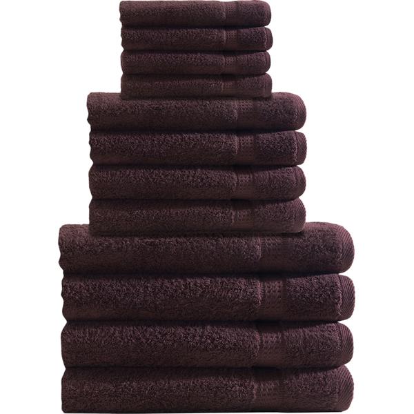 Handtuchset 12-teilig - 100% Baumwolle, braun - 4x Gäste-, 4x Hand-, 4x Duschtücher - OEKO-TEX Standard 100, flauschig, saugstark, pflegeleicht