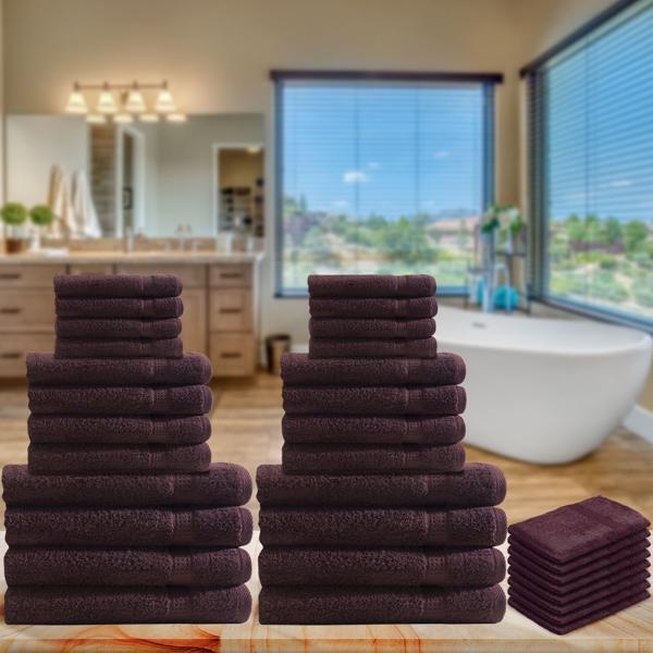 32-teiliges Handtuch-Set Frottee braun - Sehr saugstark, strapazierfähig & schnelltrocknend - 100% Baumwolle, 500 g/m2, OEKO-TEX, 60° waschbar