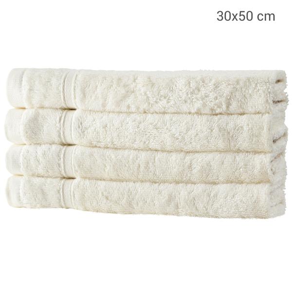 4er-Set Gästehandtücher natur - Kuschelweich, saugstark & schnelltrocknend - 50% Bambus, 50% Baumwolle, 30x50 cm, OEKO-TEX 100, antibakteriell