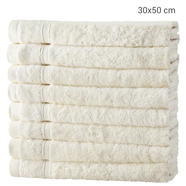 8er-Set Gästehandtücher Bambus-Baumwolle Natur - Flauschig weich & saugstark - 30x50 cm, 450 g/m2, OEKO-TEX 100, Antibakteriell - Ideal für Allergiker